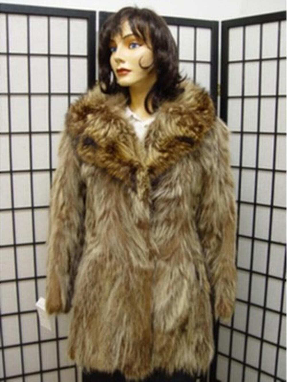 ~MINT RACCOON RACOON FUR JACKET COAT WOMEN WOMAN SIZE 6 SMALL
